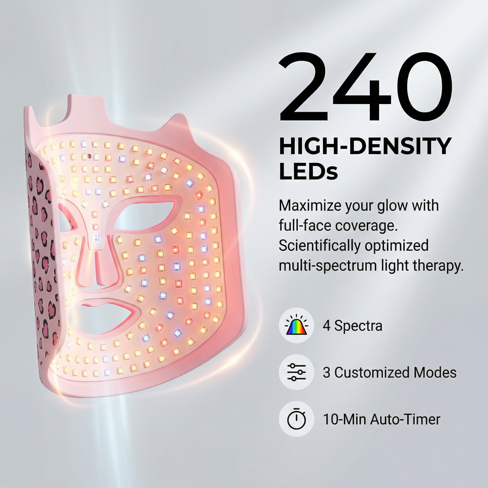 JVV LED Face Mask Light Therapy – 272 LED Beads 4-Wavelength Red Blue Amber Infrared, 3 Modes Wireless Silicone Facial Mask for Anti-Aging Acne Brightening Skin Care