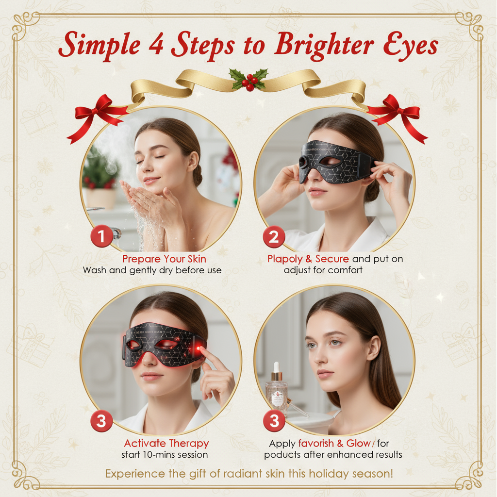 JVV Red Light Eye Mask – 630nm Red & 850nm Infrared LED Therapy, 5 Energy Levels, 20-Min Auto Timer, Silicone Under-Eye Wrinkle Treatment Device