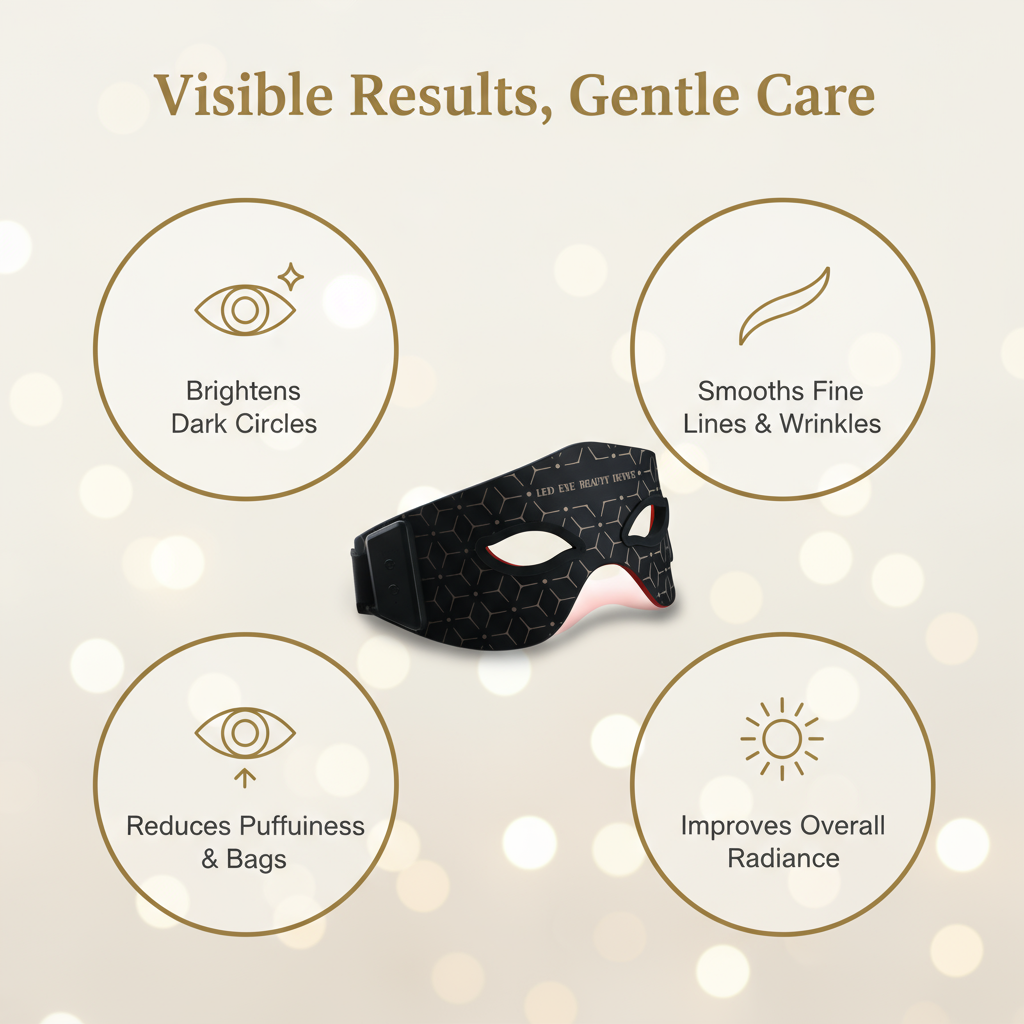 JVV Red Light Eye Mask – 630nm Red & 850nm Infrared LED Therapy, 5 Energy Levels, 20-Min Auto Timer, Silicone Under-Eye Wrinkle Treatment Device