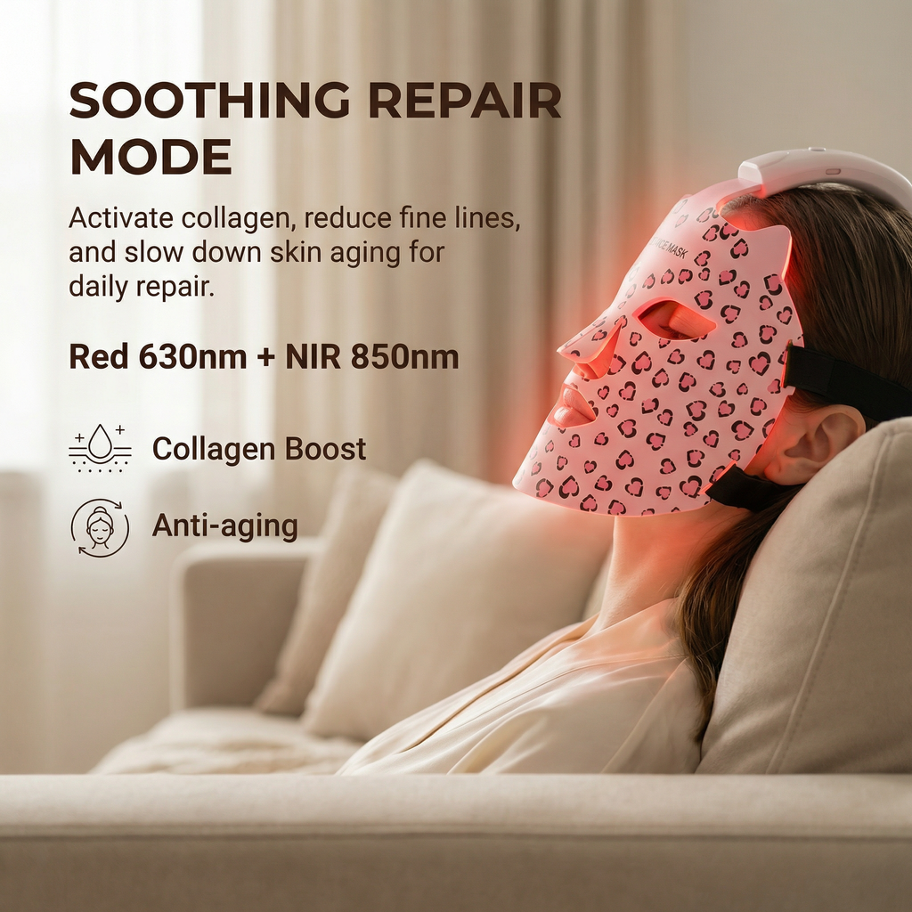 JVV LED Face Mask Light Therapy – 272 LED Beads 4-Wavelength Red Blue Amber Infrared, 3 Modes Wireless Silicone Facial Mask for Anti-Aging Acne Brightening Skin Care