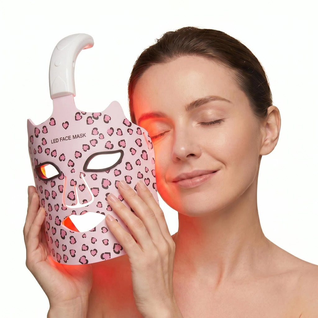 JVV LED Face Mask Light Therapy – 272 LED Beads 4-Wavelength Red Blue Amber Infrared, 3 Modes Wireless Silicone Facial Mask for Anti-Aging Acne Brightening Skin Care