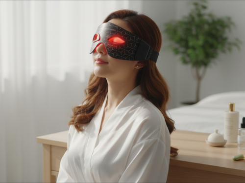 JVV Red Light Eye Mask – 630nm Red & 850nm Infrared LED Therapy, 5 Energy Levels, 20-Min Auto Timer, Silicone Under-Eye Wrinkle Treatment Device