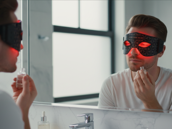 JVV Red Light Eye Mask – 630nm Red & 850nm Infrared LED Therapy, 5 Energy Levels, 20-Min Auto Timer, Silicone Under-Eye Wrinkle Treatment Device