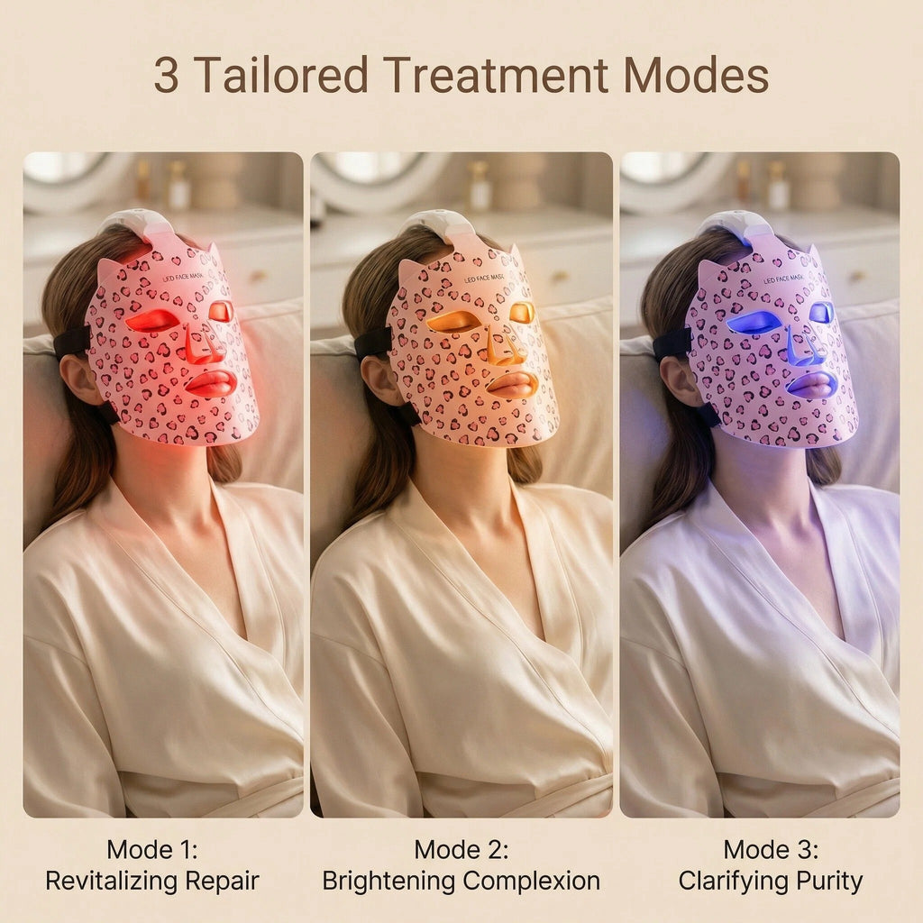 JVV LED Face Mask Light Therapy – 272 LED Beads 4-Wavelength Red Blue Amber Infrared, 3 Modes Wireless Silicone Facial Mask for Anti-Aging Acne Brightening Skin Care