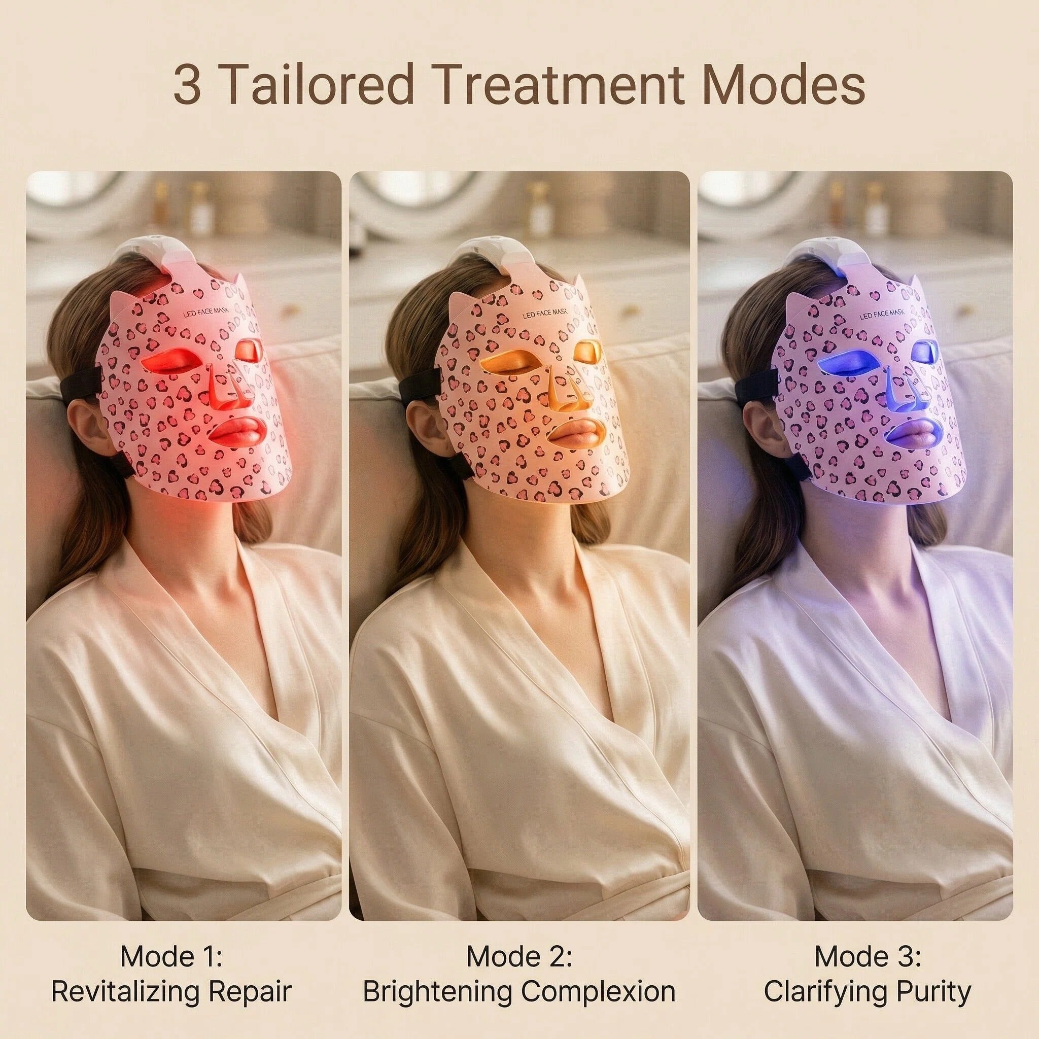 JVV LED Face Mask Light Therapy – 272 LED Beads 4-Wavelength Red Blue Amber Infrared, 3 Modes Wireless Silicone Facial Mask for Anti-Aging Acne Brightening Skin Care